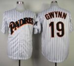 Mitchell and Ness San Diego Padres #19 Tony Gwynn White(Blue strip) Stitched Throwback Jersey