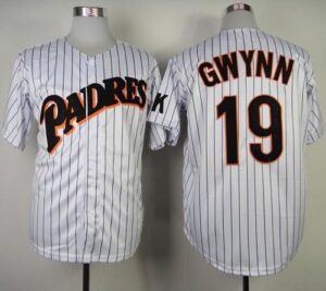Mitchell and Ness San Diego Padres #19 Tony Gwynn White(Blue strip) Stitched Throwback Jersey