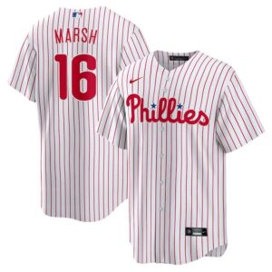 Men's Philadelphia Phillies #16 Brandon Marsh  White Jersey