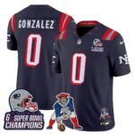 Christian Gonzalez #0 New England Patriots 2025 Rivalries 6x Champions & Throwbacks Mascot Patch Vapor Limited Jersey - All Stitched