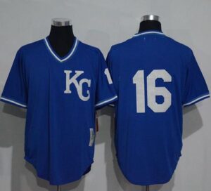 Mitchell And Ness 1989 Kansas City Royals #16 Bo Jackson Blue Throwback Stitched Jersey