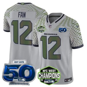12th Fan #12  Seattle Seahawks SEA 2026 NFC West Champions Limited Jersey - 50th Season Patch - All Stitched