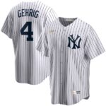 Men's  New York Yankees #4 Lou Gehrig Home Cooperstown Collection Player White Jersey
