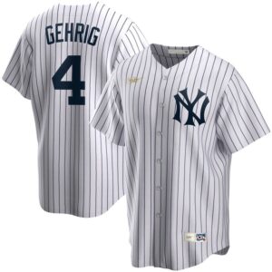 Men's  New York Yankees #4 Lou Gehrig Home Cooperstown Collection Player White Jersey