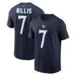 Men's Malik Willis Navy Tennessee Titans Player Name & Number T-Shirt