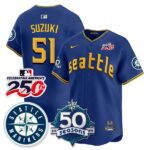 Ichiro Suzuki #51 Seattle Mariners 250th Anniversary & AL West Vapor Premier Limited Jersey - Connect