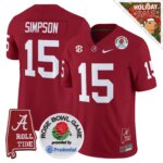 Ty Simpson #15 Ncaa BAMA Rose Bowl Patch Vapor Limited Jersey - Alabama Map - All Stitched