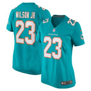 Jeff Wilson Jr. Miami Dolphins  Women's Game Player Jersey - Aqua