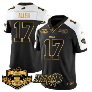 Josh Allen #17 Buffalo Bills BUF 2025 Bills Mafia Patch Gold Vapor Limited Jersey - All Stitched
