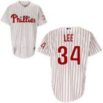 Philadelphia Phillies #34 Cliff Lee White(Red Strip) Stitched Jersey