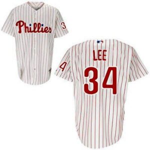 Philadelphia Phillies #34 Cliff Lee White(Red Strip) Stitched Jersey