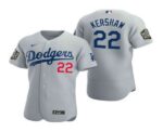 Men's Los Angeles Dodgers #22 Clayton Kershaw Gray 2020 World Series Flex Base  Jersey