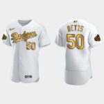 Men's Los Angeles Dodgers #50 Mookie Betts 2022 All-Star Game Flex Base Jersey - White Gold