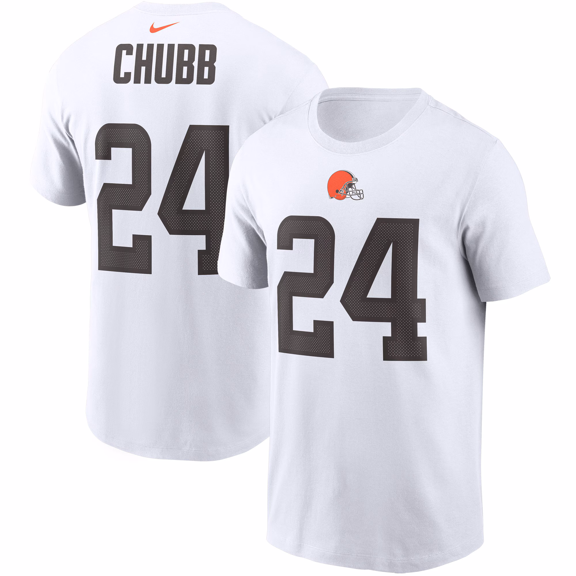 Men's Nick Chubb White Cleveland Browns Player Name & Number T-Shirt