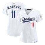 Roki Sasaki #11 Women's Los Angeles Dodgers White 2026 Gold Collection Stadium Jersey - White