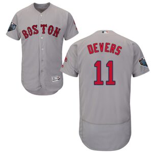 Boston Red Sox #11 Rafael Devers Grey Flexbase Collection 2018 World Series Stitched Jersey