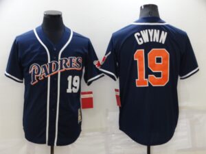 Men's San Diego Padres #19 Tony Gwynn Navy Blue Throwback Cool Base Stitched Jersey