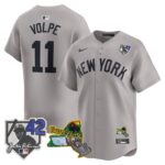 Anthony Volpe #11 New York Yankees Jackie Robinson Patch Collection Limited Jersey - Gray