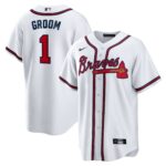 Atlanta Braves  White #1 Groom Home Replica Jersey