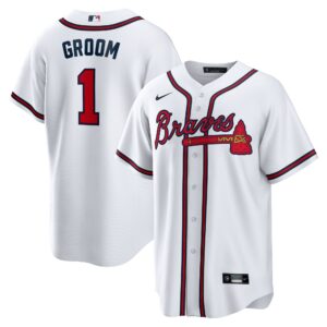 Atlanta Braves  White #1 Groom Home Replica Jersey