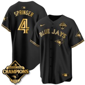 George Springer #4 Toronto Blue Jays 2025 American League Champions Jersey Stitched Black Gold