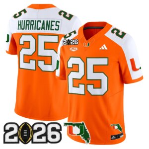 Hurricanes #25 Miami Hurricanes MIA 2026 CFP Final & Florida Patch Vapor Limited Jersey - All Stitched