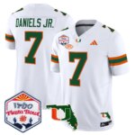 CJ Daniels #7 Miami Hurricanes MIA 2026 The Fiesta Bowl & Florida Patch Vapor Limited Jersey - All Stitched