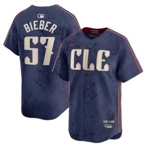 Men's Cleveland Guardians Shane Bieber  Navy 2024 City Connect Limited Jersey