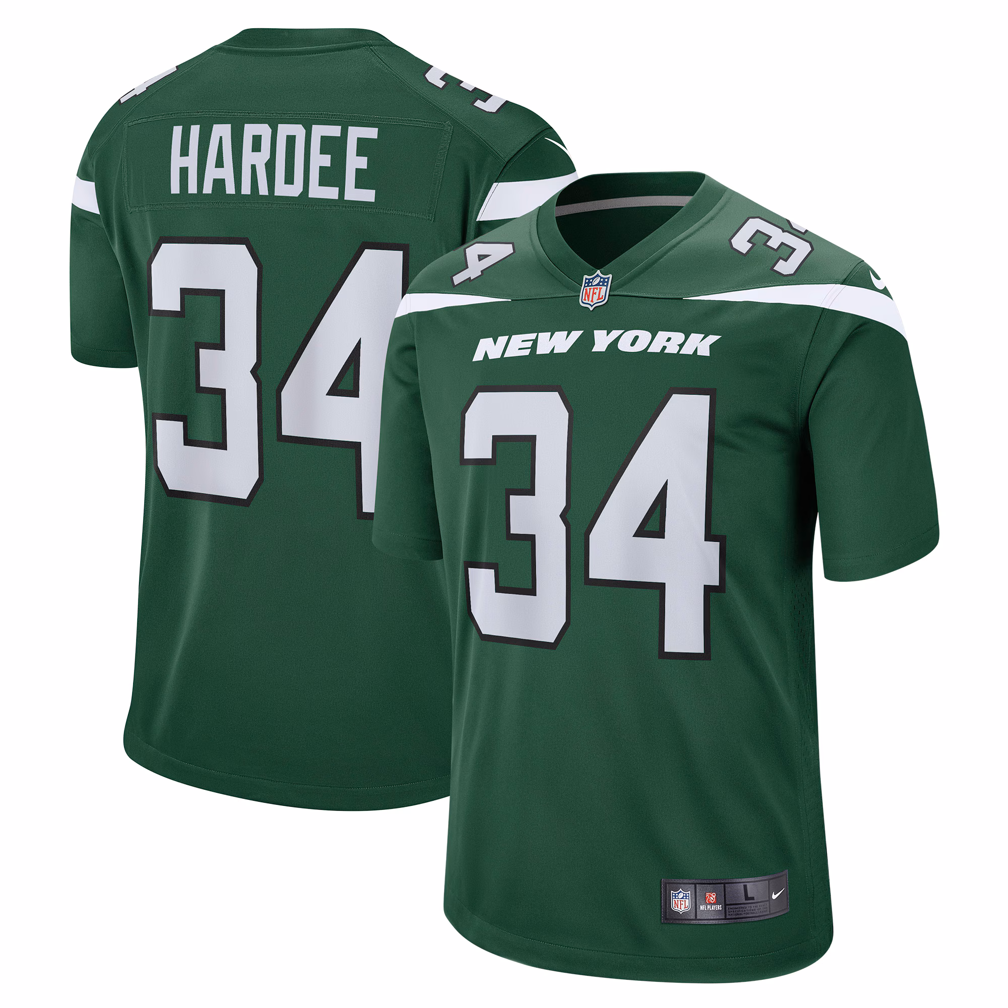 Justin Hardee New York Jets Game Jersey - Gotham Green