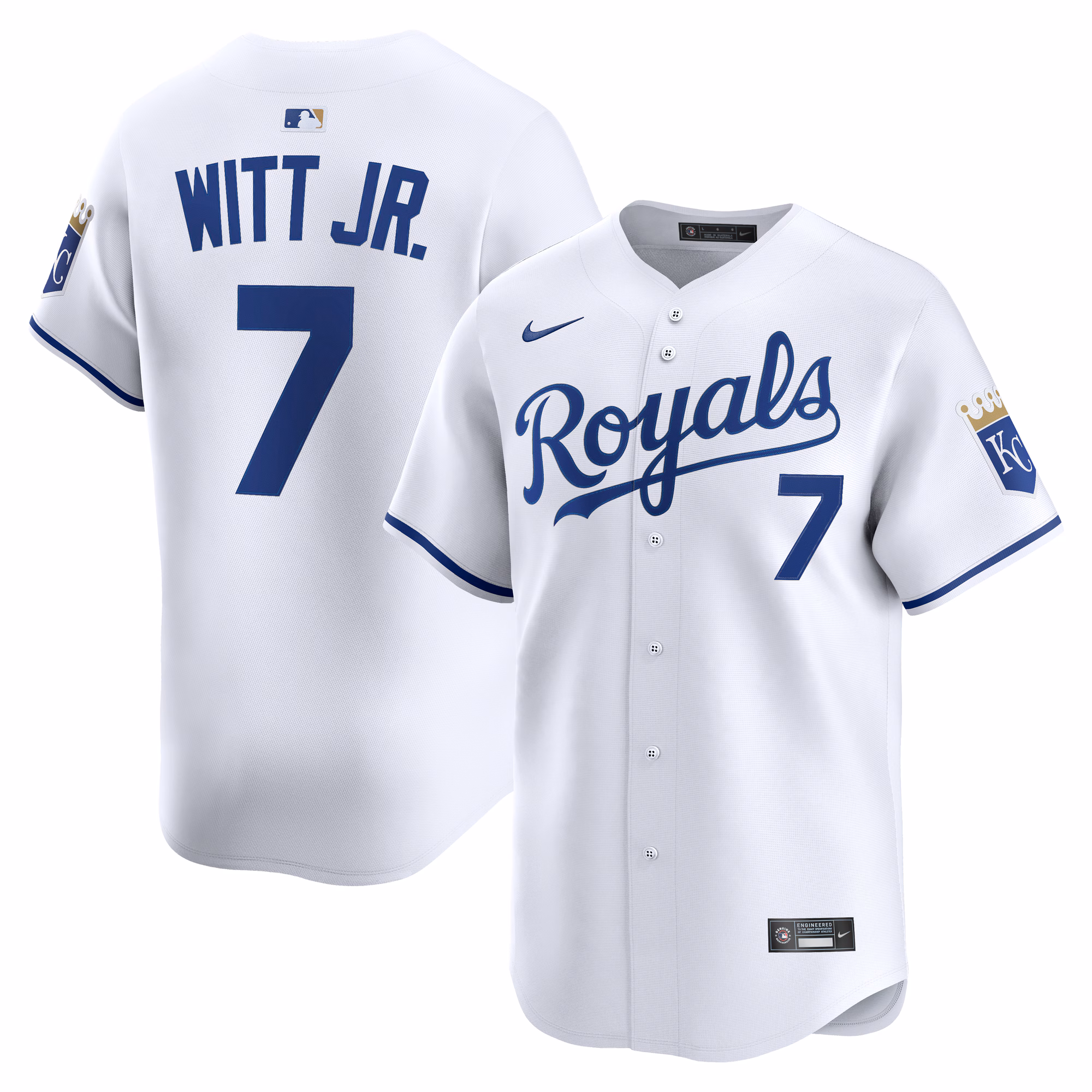 Kansas City Royals Bobby Witt Jr. #7 White Home Limited Player Jersey