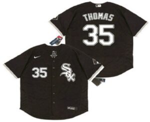 Men's Chicago White Sox #35 Frank Thomas Black Stitched Flex Base  Jersey