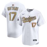 Men's #17 Shohei Ohtani Los Angeles Dodgers  2025 Gold Collection Limited White Jersey