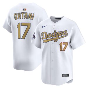 Men's #17 Shohei Ohtani Los Angeles Dodgers  2025 Gold Collection Limited White Jersey