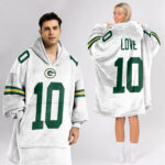 Adult J.L. 10 Green Bay Football Unisex Blanket Hoodie