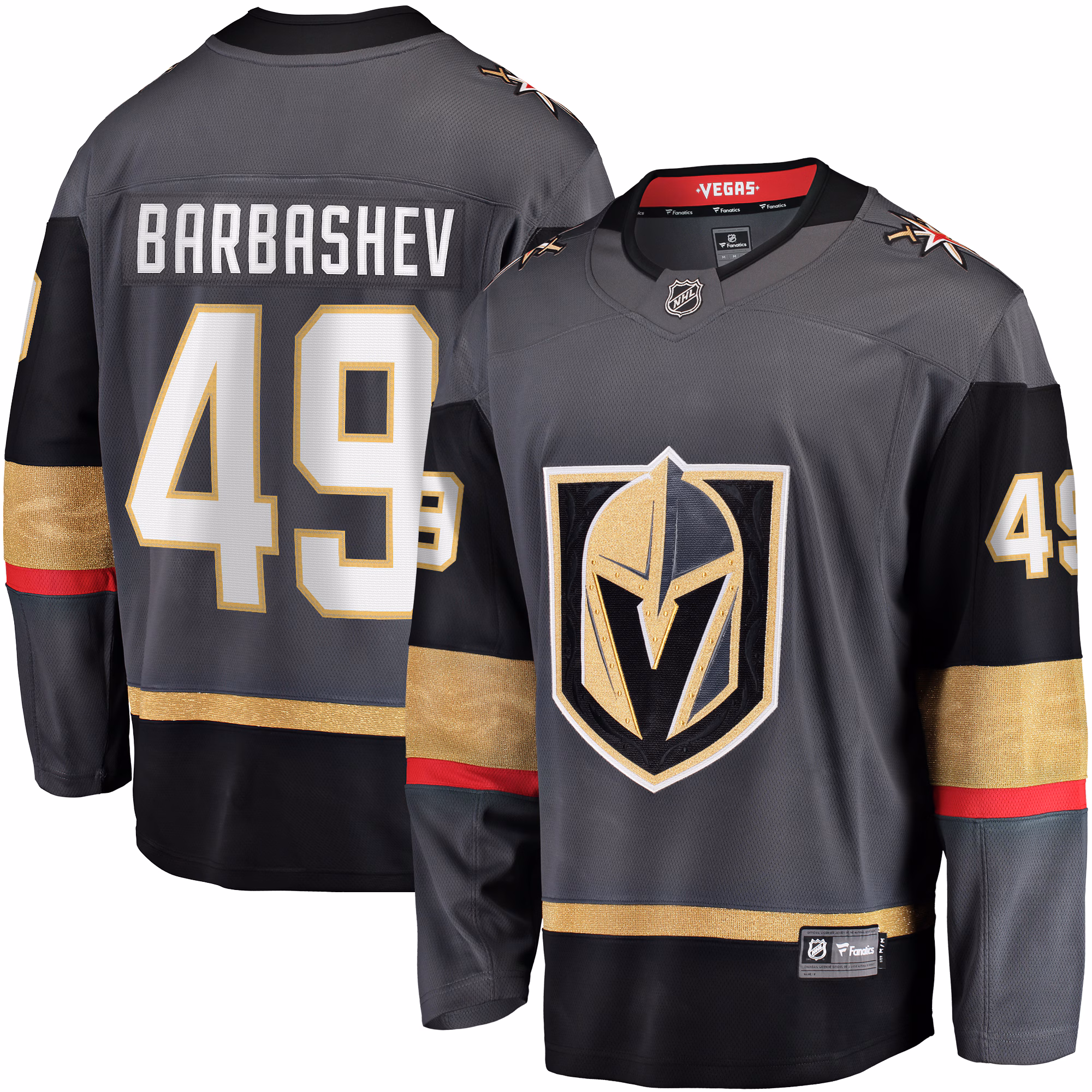 Vegas Golden Knights Ivan Barbashev #49 Fanatics Gray Home Breakaway Jersey