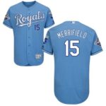 Men's Kansas City Royals #15 Whit Merrifield Majestic Light Blue Alternate Flex Base 2015 World Series Champions Jersey