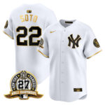 Juan Soto #22 New York Yankees 27 Time Champions Patch Vapor Premier Limited Jersey - White Gold