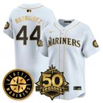 Julio Rodríguez #44 Seattle Mariners 50th Anniversary & AL West Vapor Premier Limited Jersey - White Gold
