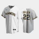 Men's Milwaukee Brewers split Replica Jersey #22 Christian Yelich Gray-White
