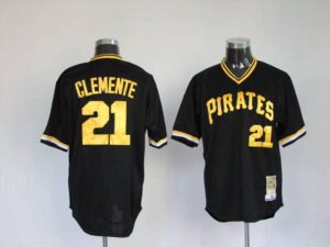 Mitchell And Ness Pittsburgh Pirates #21 Roberto Clemente Stitched Black Throwback Jersey