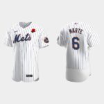Men's New York Mets #6 Starling Marte White 2022 Memorial Day Poppy Patch Flex Base Jersey