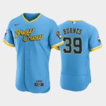 Men's Milwaukee Brewers 2022 City Connect #39 Corbin Burnes Flex Base Jersey - Powder Blue