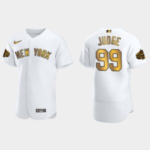 Men's New York Yankees #99 Aaron Judge 2022 All-Star Game Flex Base Jersey - White