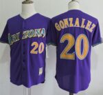Mitchell And Ness Arizona Diamondbacks #20 Luis Gonzalez Purple Throwback Stitched Jersey
