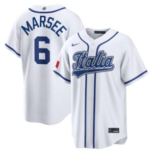 Jakob Marsee #6 Italy Baseball 2026 World Baseball Classic Home Stadium Jersey - White