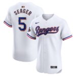 Men's Texas Rangers #5 Corey Seager  White 2024 Gold Collection Elite Player Jersey