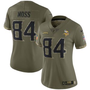Randy Moss Minnesota Vikings  Women's 2022 Salute To Service Retired Player Limited Jersey - Olive