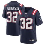Men's TreVeyon Henderson #32 Navy New England Patriots 2025 Draft Game Jersey