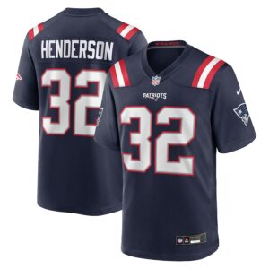 Men's TreVeyon Henderson #32 Navy New England Patriots 2025 Draft Game Jersey