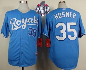 Kansas City Royals #35 Eric Hosmer Light Blue Alternate 1 Cool Base W/2015 World Series Patch Stitched Jersey